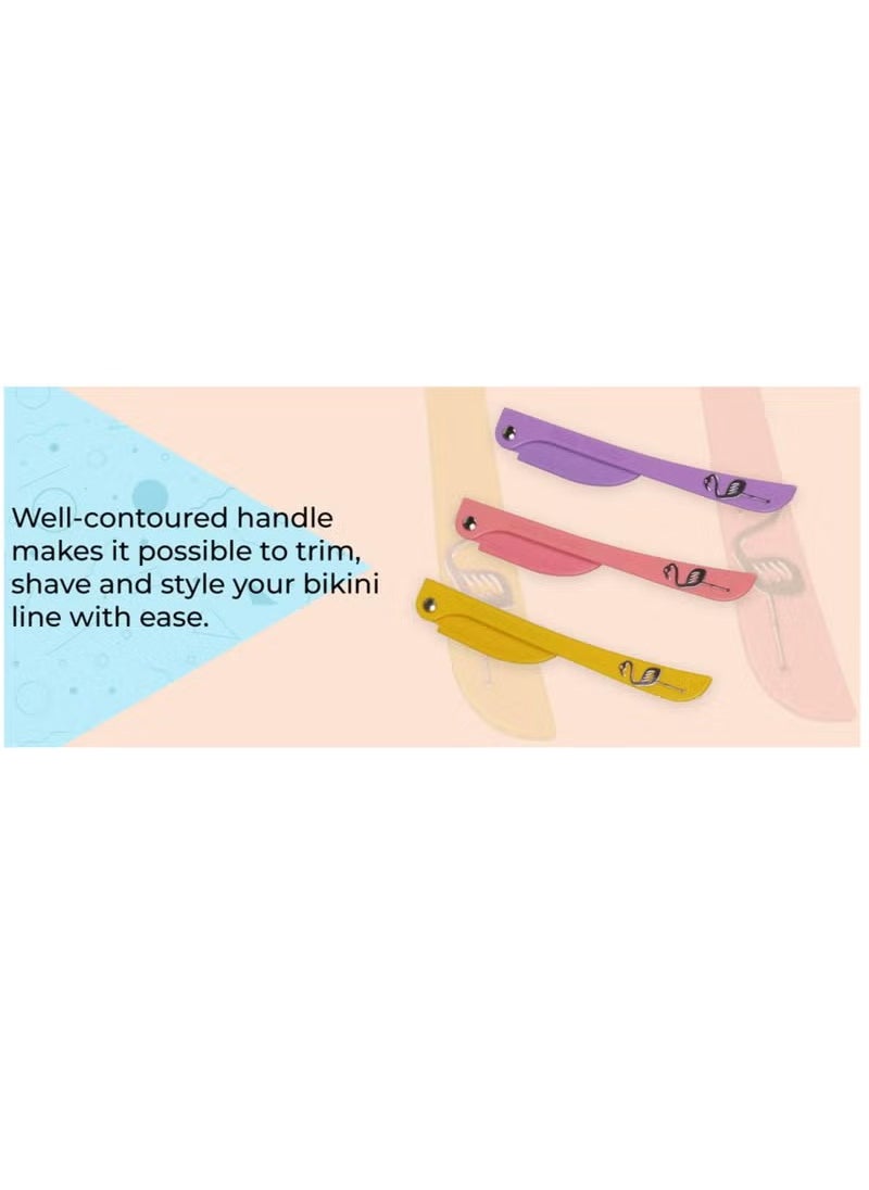 Feather-Flamingo - Pack Of 3- Feather Flamingo Facial Razor for Face, Eyebrows & Body shaving | 3-Piece Facial Touch-up Razor - Image 1