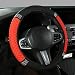 Tioollev Bling Car Steering Wheel Cover 15 Inch Rhinestones Soft Leather Elastic Steering Wheel Protector Universal 15 Inch for Women Girls Fit Vehicles Sedans SUVs Vans Trucks Red - Image 2
