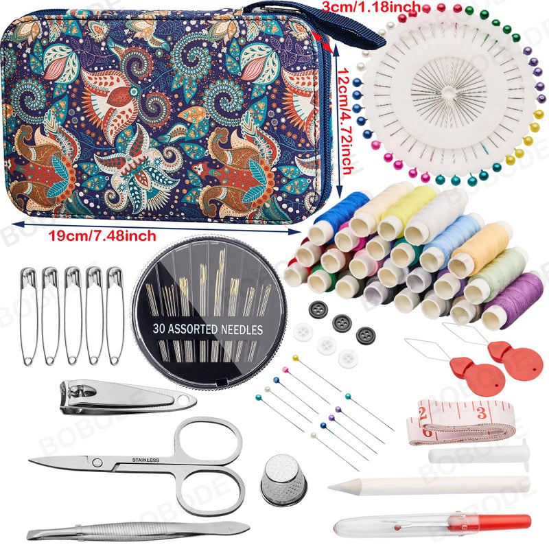Bobode 130 PCS Paisley Printing Sewing Kit with All Sewing Supplies Accessories, Professional & Travel Sewing Set for Adults, Emergency Home Use - Image 2