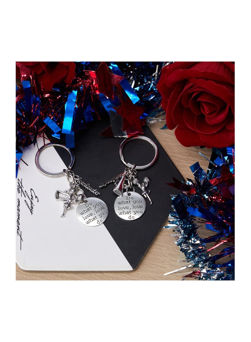 Excefore Cheerleader Charm Keychain, Cheerleading Gifts Cheer Stuff Cheer Team Gifts Cheer Jewelry for Girls Women, Silver (6 Pcs) - Image 5