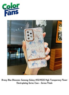 Breezy Blue Blossoms: Samsung Galaxy A52/A52S High Transparency Flower Electroplating Series Case - Serene Petals