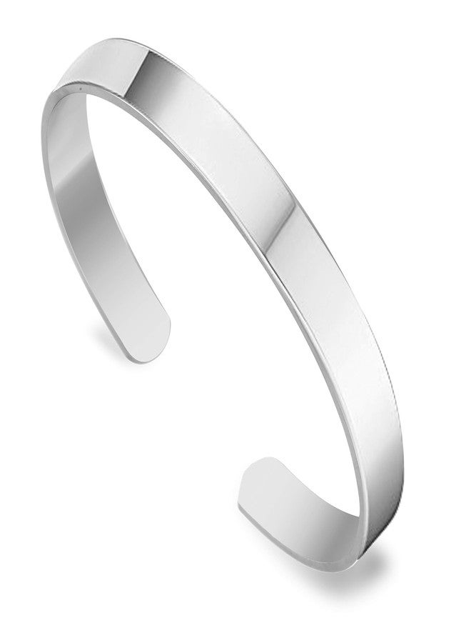 MEENAZ Silver, Stainless Steel, Copper, Brass & Alloy Plain Openable Adjustable Free Size Big Strong Heavy Bracelet for Girls & Boys (White) - Image 1