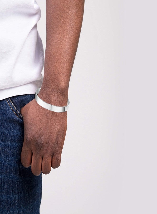 MEENAZ Silver, Stainless Steel, Copper, Brass & Alloy Plain Openable Adjustable Free Size Big Strong Heavy Bracelet for Girls & Boys (White) - Image 2