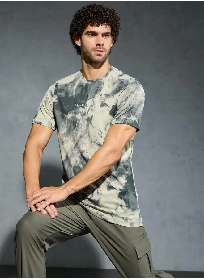 تكنوسبورت Men Camouflage Printed Round Neck Regular Fit T-Shirt