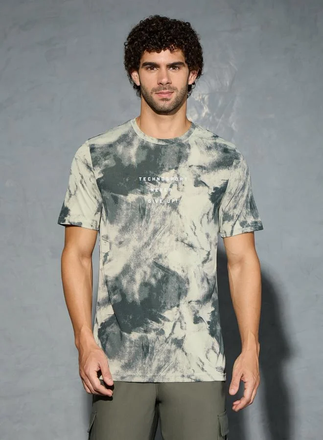 Technosport Technosport Men Camouflage Printed Round Neck Regular Fit T-Shirt