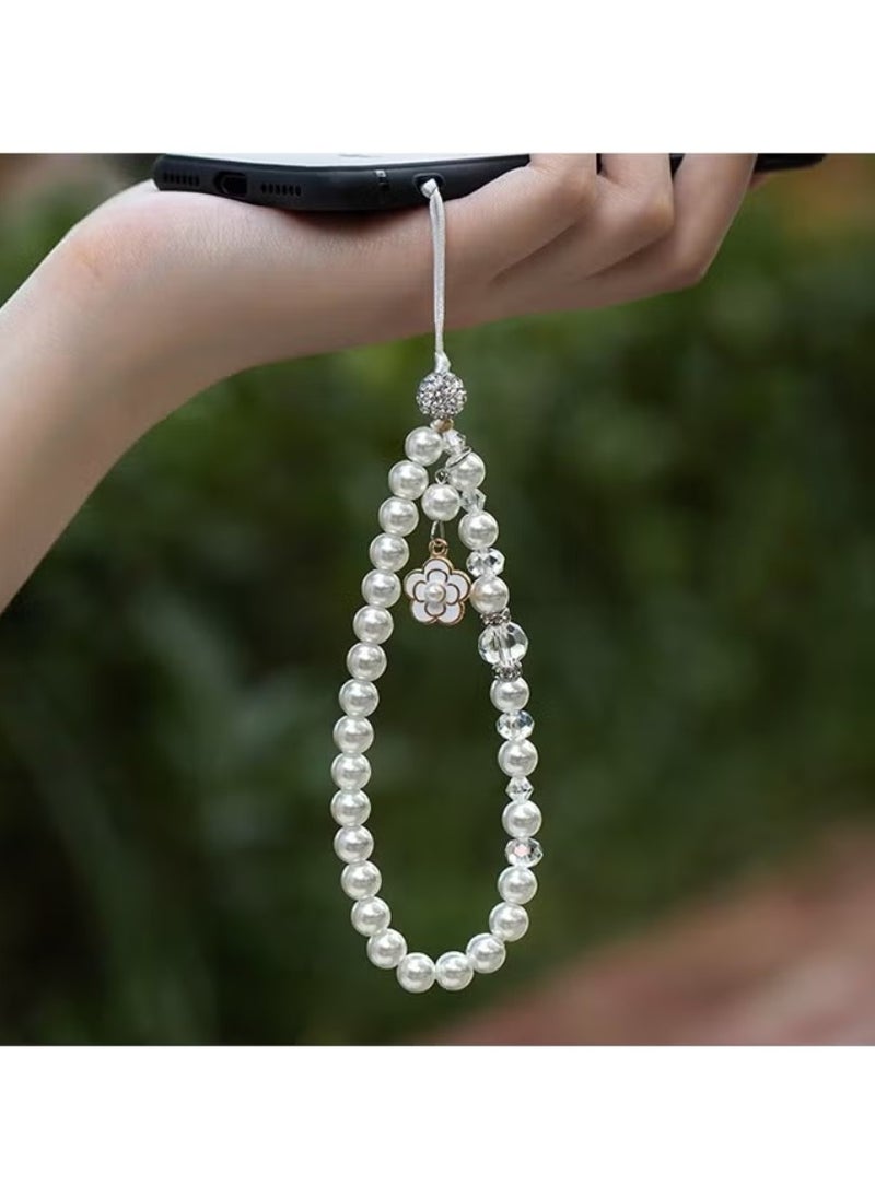 Generic - Little Fragrance Pearl Mobile Phone Chain - Small Flower Pendant Mobile Phone Lanyard - Beaded Charm - Mobile Phone Camera Wallet MP3 MP4 iPod PSP Keychain for Women Wristband - Image 1