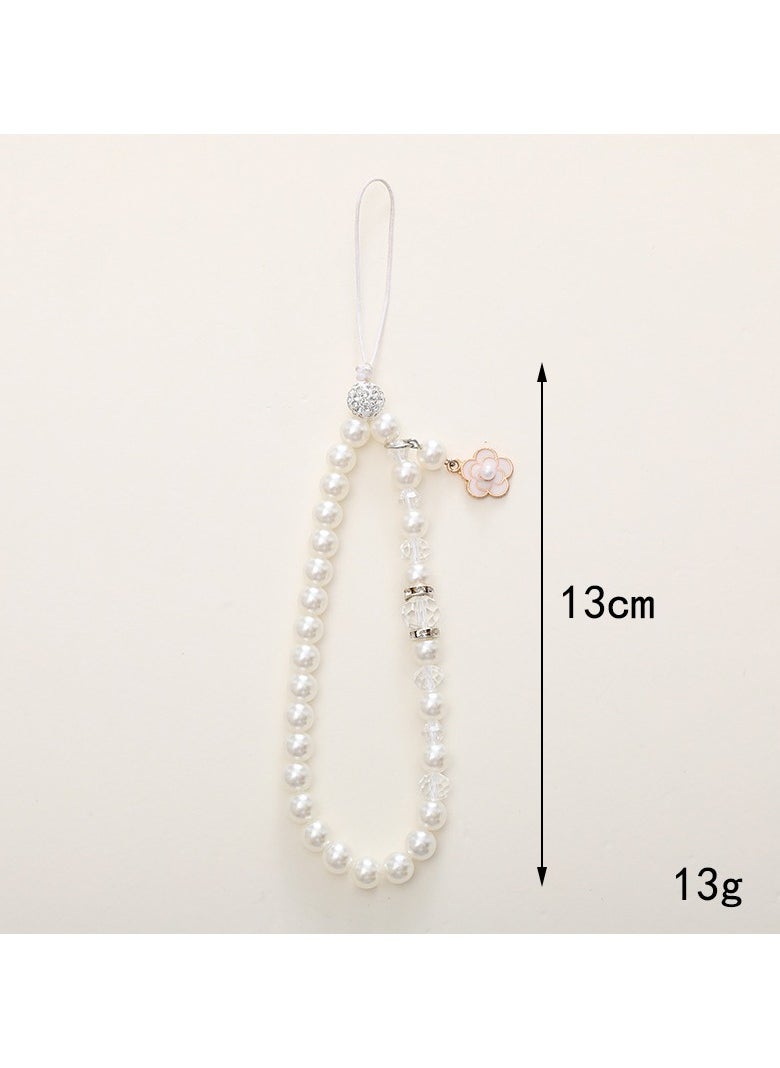 Generic - Little Fragrance Pearl Mobile Phone Chain - Small Flower Pendant Mobile Phone Lanyard - Beaded Charm - Mobile Phone Camera Wallet MP3 MP4 iPod PSP Keychain for Women Wristband - Image 1