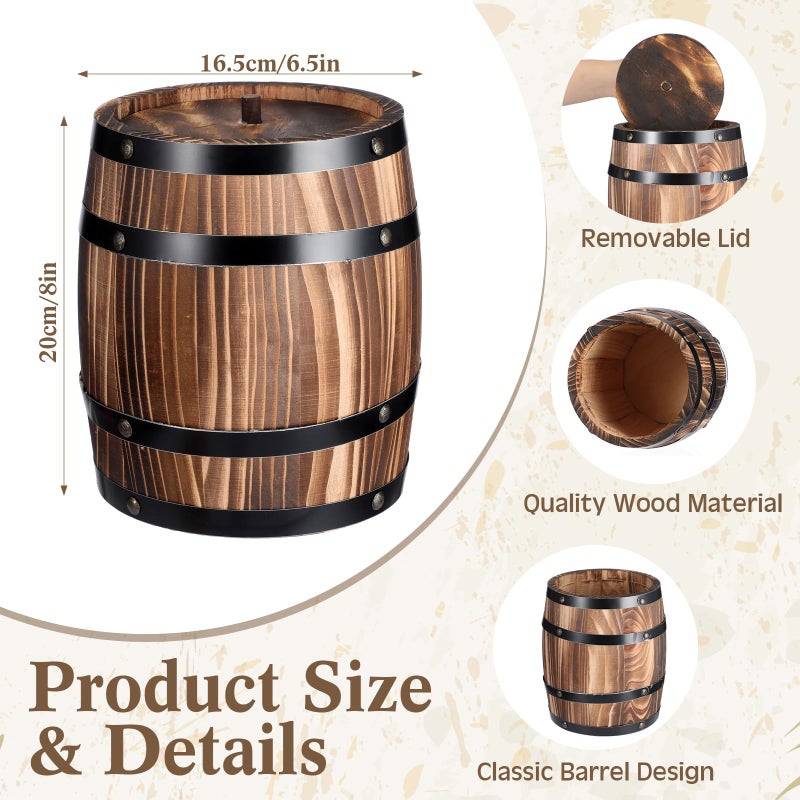 GlikCeil 4 Pcs Wood Wine Barrel Vase Vintage Flower Vase Container Rustic Barrel Planter for Wedding Reception Table Decoration Home Indoor Outdoor Garden Kitchen Party (8 x 6.5 Inch) - Image 2