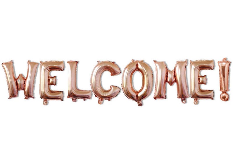 AnnoDeel 16inch WELCOME Letter Balloons Rose Gold Alphabet Foil Mylar Balloons for Welcome Party Decoaration supply