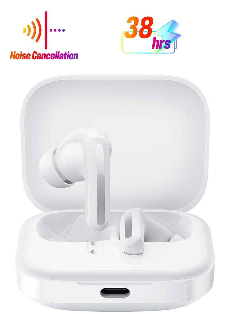 REBENUO Buds 5 Wireles Earbuds, Bluetooth 5.3 in-Ear Headphones, 46dB Active Noise Cancellation, Up to 40H Battery, Dynamic Driver, 5ATM Waterproof - White  - Image 1