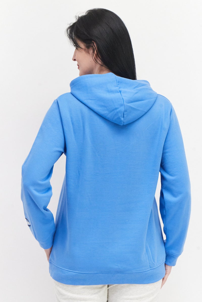 NAUTICA Women Hooded Neck Brand Logo Sweatshirts, Blue - Image 2