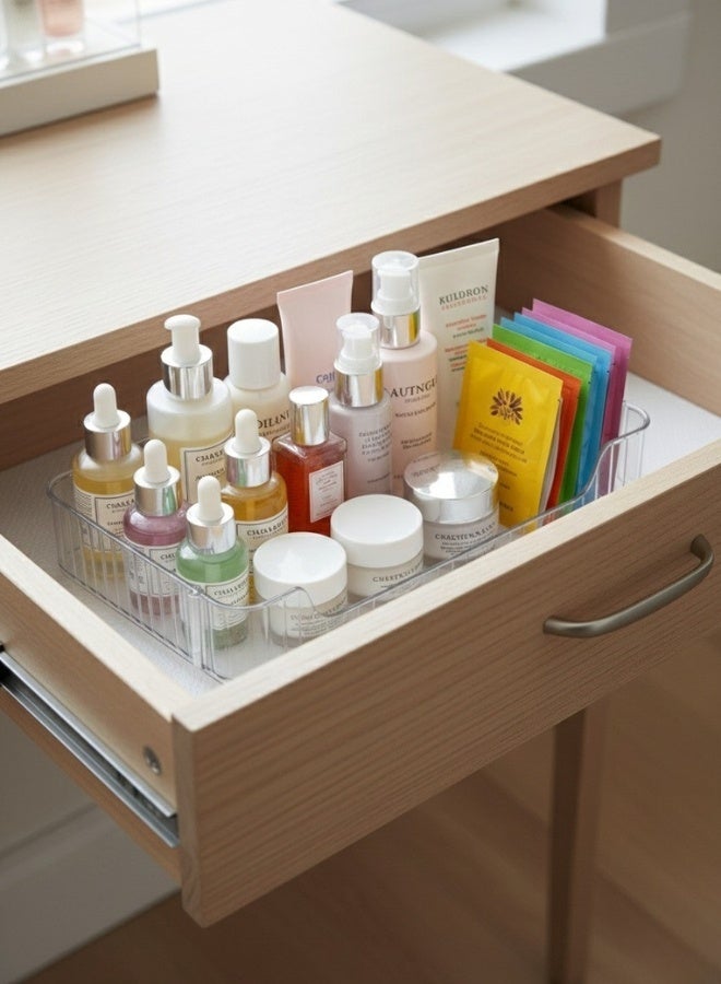 Two-piece stackable acrylic organizer for space saving. Versatile storage rack for organizing cosmetics, perfumes, toiletries, or kitchen utensils. Practical and stylish for the bathroom, kitchen, or countertop. 30 x 17 cm - Clear - Image 2