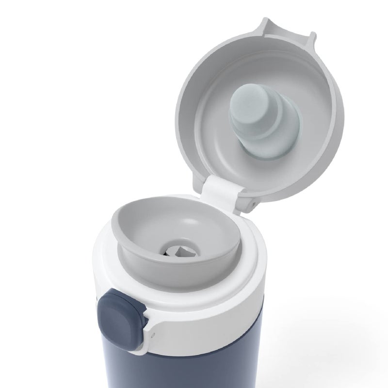 MONBENTO - Insulated Bottle MB Pop Infinity - 12 Oz - Leakproof - Hot/Cold Up to 12 Hours - Small Water Bottle for Kids School/Park or for Adult To Slip into Handbag - BPA Free Food Grade Safe - Blue - Image 4