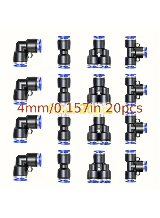 20PCS 6MM OD Pneumatic Three Way Quick Plug Connectors Set 5 Styles Each - Image 4
