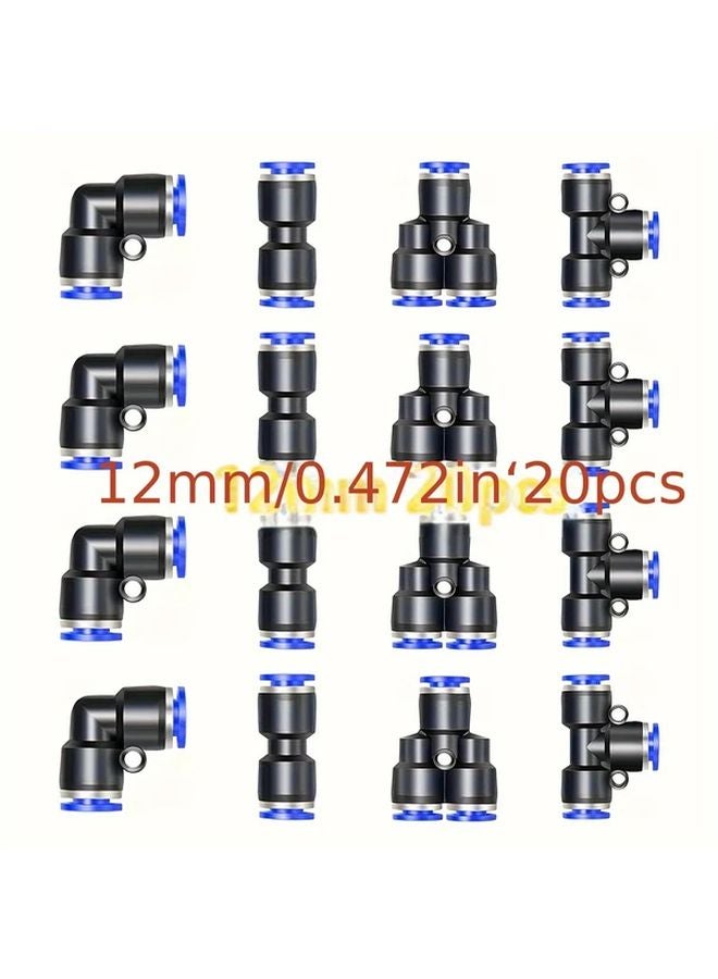 20PCS 6MM OD Pneumatic Three Way Quick Plug Connectors Set 5 Styles Each - Image 2
