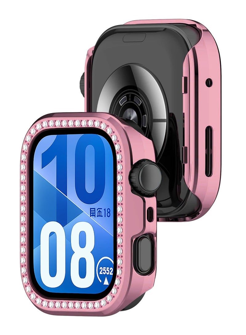 Bling Diamond Protective Case for Huawei Watch Fit 4 Women Hard PC Lightweight Full Protection Cover for Huawei Watch Fit 4 - Pink - Image 1