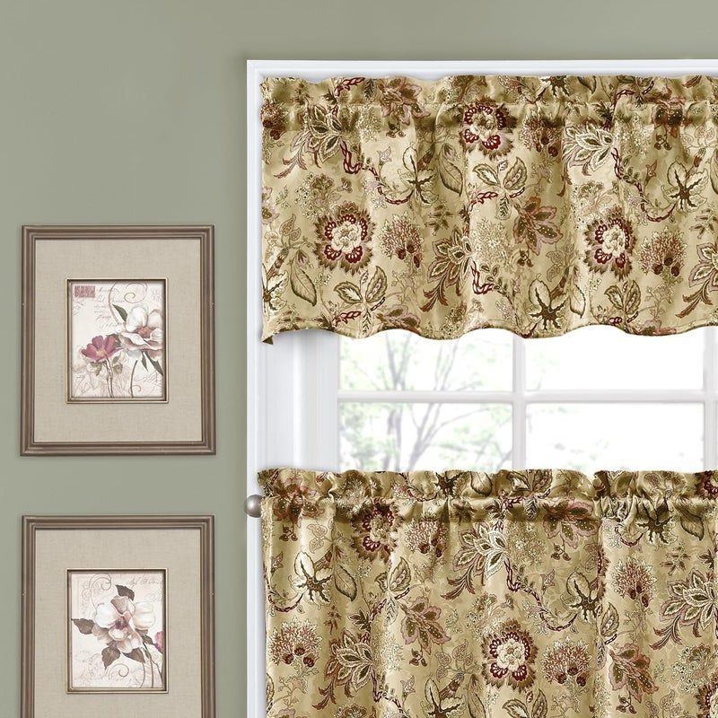 Waverly Navarra Antique Tier & Valance Set - 100% Polyester Jacquard - 52" X 36" - Image 2