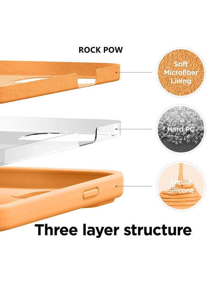روك بو غطاء حماية من السيليكون السائل لهاتف أبل آيفون 13 برو ماكس برتقالي - Image 4