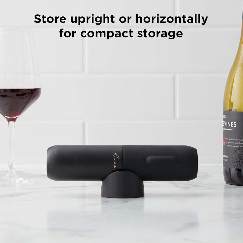 rabbit Compact Electric Corkscrew Wine Bottle Opener | Cordless and Portable Design | Effortless One-Touch Operation | Black, 10.75 Inch - Image 4
