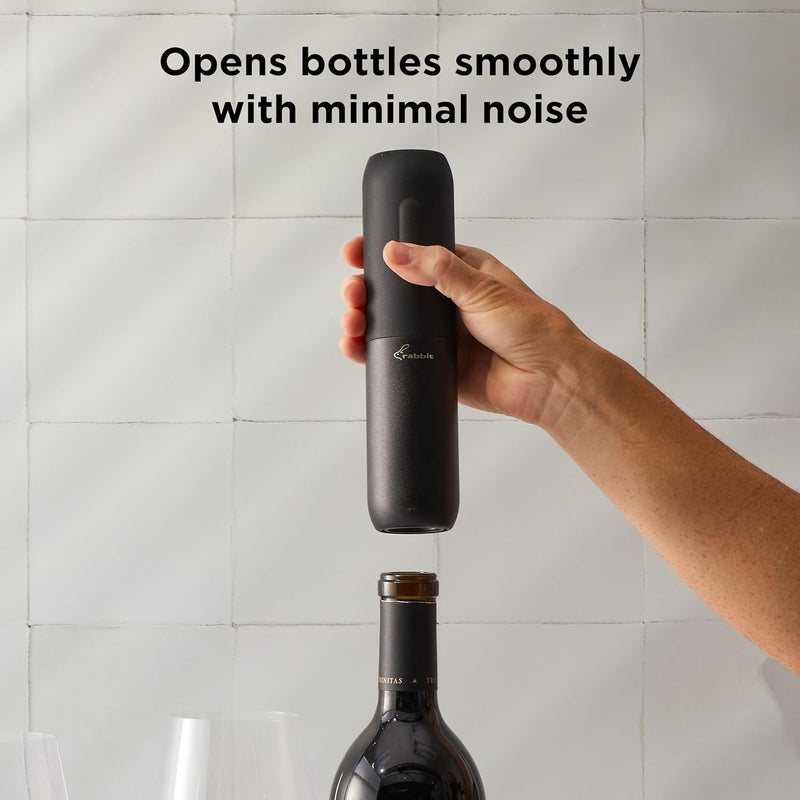rabbit Compact Electric Corkscrew Wine Bottle Opener | Cordless and Portable Design | Effortless One-Touch Operation | Black, 10.75 Inch - Image 3