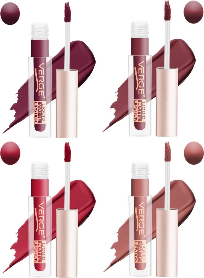 VERGE LIP SHOTS LONG WEAR NON TRANSFER WATERPROOF LIQUID LIPCOLOR WITH MATTE FINSH (PACK OF 4) Dusky - Image 3