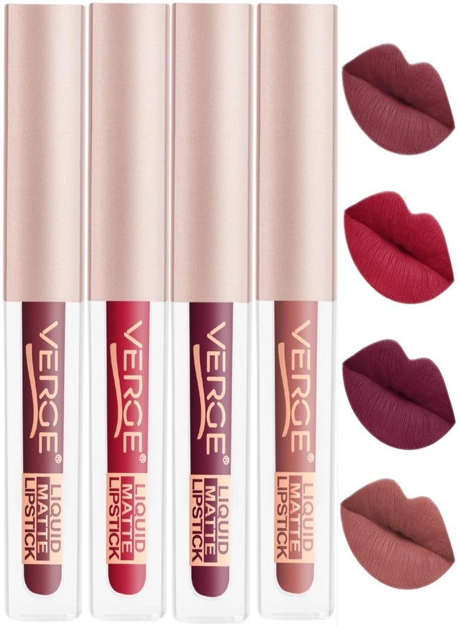 VERGE LIP SHOTS LONG WEAR NON TRANSFER WATERPROOF LIQUID LIPCOLOR WITH MATTE FINSH (PACK OF 4) Dusky - Image 1