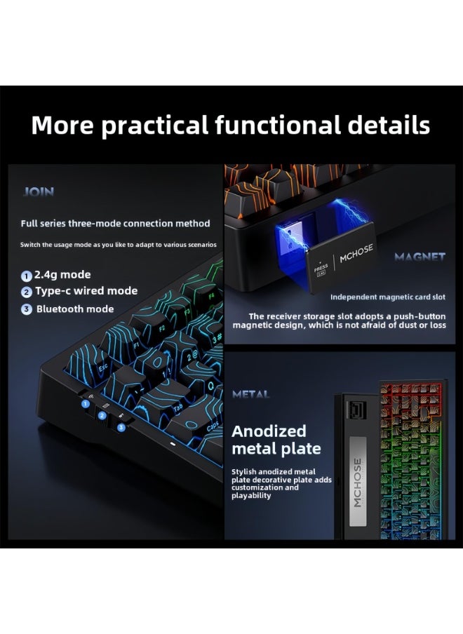 G75 Pro Wireless Mechanical Keyboard,75% Hot Swappable Custom Keyboard with Knob,RGB Backlit,Pre-lubed Reaper Switches,Side Printed PBT Keycaps,2.4GHz/USB-C/BT5.0 Mechanical Gaming Keyboards