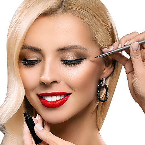 VERTEX Eyeliner Brush Fine Angled Set - For Liquid Gel Liner Applicator Bent Stencils Thin Pencil Pen Real Small Sharpener Angle Wing Tips Firm Makeup Brushes Black Stamp Winged Kit Flat Waterproof Cat Eye - Image 4