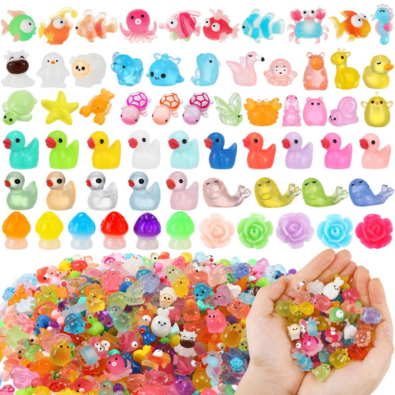 BrightRow 600 Pcs Mini Resin Animal Figures Bulk Small Animal Figurines Tiny Miniature Garden Accessories Duck Flamingo for Easter Egg Basket Stuffing Hide and Seek Valentine's Day Gifts(Creative) - Image 1