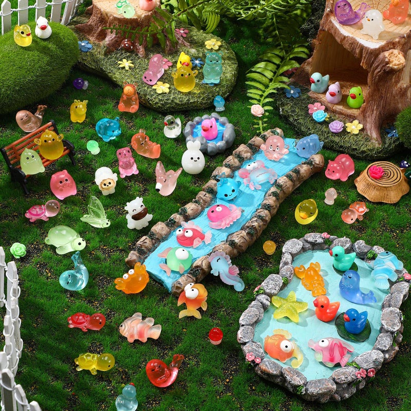 BrightRow 600 Pcs Mini Resin Animal Figures Bulk Small Animal Figurines Tiny Miniature Garden Accessories Duck Flamingo for Easter Egg Basket Stuffing Hide and Seek Valentine's Day Gifts(Creative) - Image 4