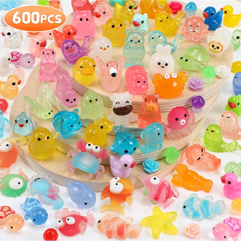 BrightRow 600 Pcs Mini Resin Animal Figures Bulk Small Animal Figurines Tiny Miniature Garden Accessories Duck Flamingo for Easter Egg Basket Stuffing Hide and Seek Valentine's Day Gifts(Creative) - Image 3