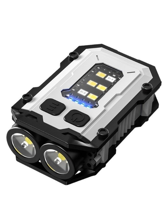 ماركة غير محددة مصباح يدوي صغير قوي، مصباح EDC LED صغير قوي، مزود بضوء فلاش أحمر وزرقاء، مصابيح مفاتيح قابلة لإعادة الشحن عبر USB C، مثالي للتخييم والمشي في الطبيعة والطوارئ 