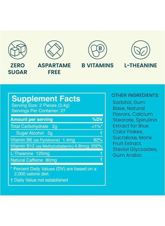 NeuroGum Energy Peppermint Tablets (54 Pieces) – Sugar-Free with Caffeine, L-Theanine, Vitamin B12 & B6 – Nootropic Focus & Alertness Supplement - Image 5