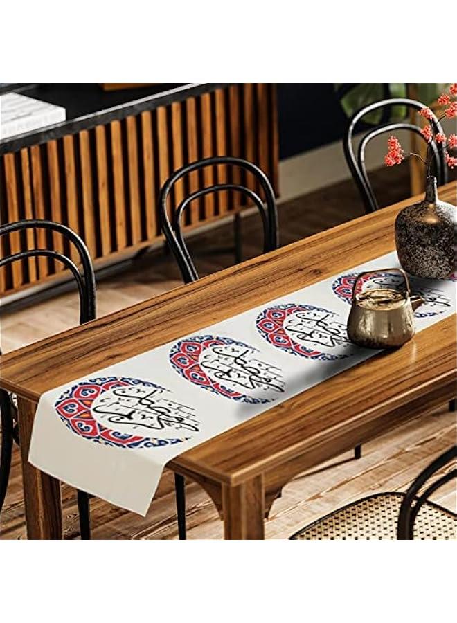 MOXO Eid Mubarak Table Runner Table Decorations   Ramadan Mosque Lattern Islamic Happy Ramadan Mubarak Party Supplies Decorations Moonlit 33 x 180 cm) - Image 3