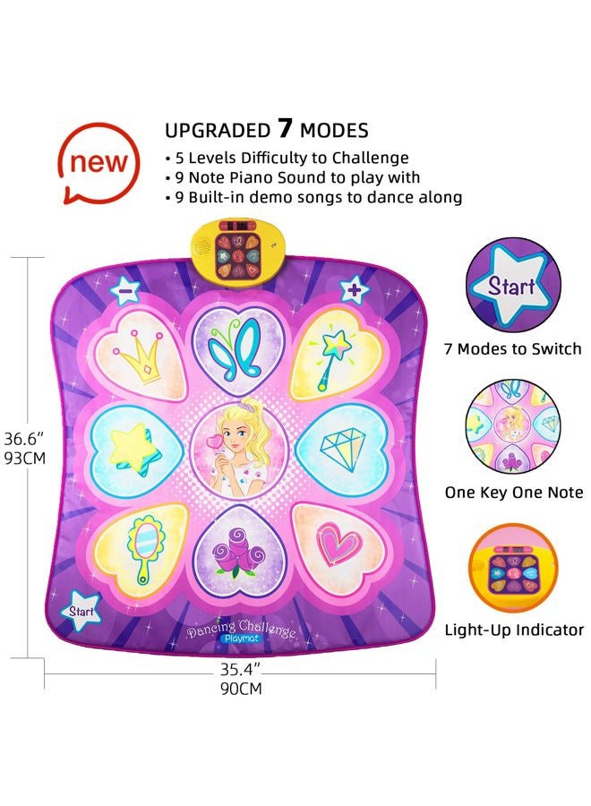 Sunlin Dance Mat Toys for Girls Ages 3-10 | Dance Pad with LED Lights, Adjustable Volume, 9 Built-in Music, 7 Game Modes, 5 Challenge Levels | Christmas Birthday Gifts for 3 4 5 6 7 8+ Years Old Girl - Image 2