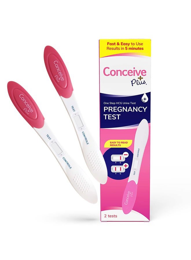 Conceive Plus اختبار الحمل المبكر - اختبار الحمل HCG قبل 6 أيام - اختبار حمل سهل الاستخدام وسري - حساسية عالية 10 MIU - نتائج سريعة في 5 دقائق - 2 اختبار - Image 1