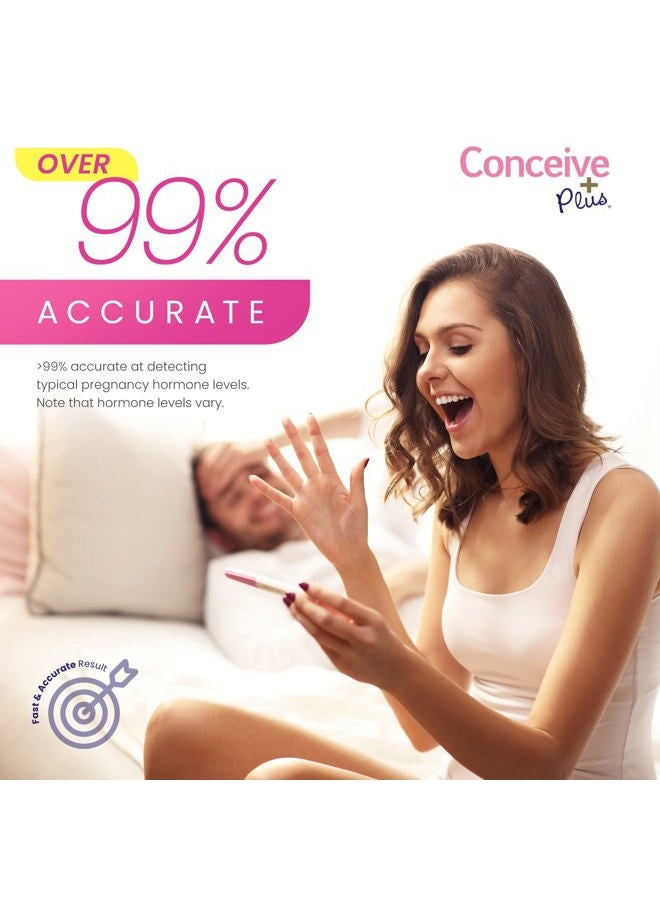 Conceive Plus اختبار الحمل المبكر - اختبار الحمل HCG قبل 6 أيام - اختبار حمل سهل الاستخدام وسري - حساسية عالية 10 MIU - نتائج سريعة في 5 دقائق - 2 اختبار - Image 5