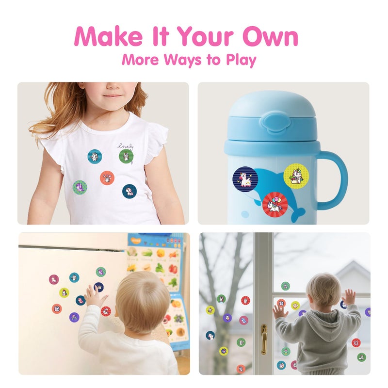iPlay, iLearn Kids Unicorn Sticker Stamp Set - 400+ Stickers 18-Page Activity Book, Toddler Creative Mess-Free Art Craft Educational Travel Toy, Birthday Easter Basket Gifts 3 4 5 6 Year Old Girl Boy - Image 5