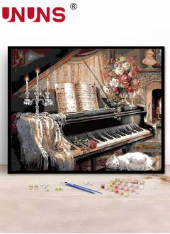 UNUNS DIY Painting By Numbers,Oil Painting Kit On Canvas With Paint Frame And Acrylic Pigment,40x50cm,Piano Performance  - Image 3