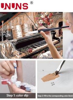 UNUNS DIY Painting By Numbers,Oil Painting Kit On Canvas With Paint Frame And Acrylic Pigment,40x50cm,Piano Performance  - Image 4