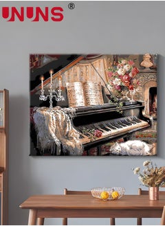 UNUNS DIY Painting By Numbers,Oil Painting Kit On Canvas With Paint Frame And Acrylic Pigment,40x50cm,Piano Performance  - Image 2