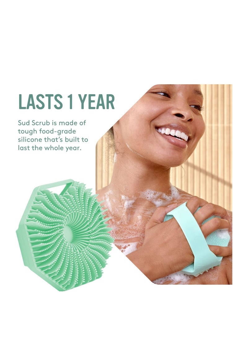 SYOSI Antimicrobial Silicone Body Scrubber for Sensitive Skin, Eco-Friendly, Lathers Well, and Charcoal-Infused for a Deep Clean,Get Softer, Healthier Skin (Mint) - Image 2