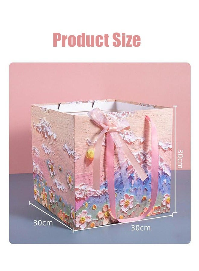 DOUGEI 4 Pcs Big Gift Bag, 30x30x30cm Square Bag, Flowers Bag, Square Large Wedding Gift Bag, Huge Birthday Bag Paper Bags, with Handles for Party Holiday Bridal Engagement Present, Gift Wrap Bags - Image 3