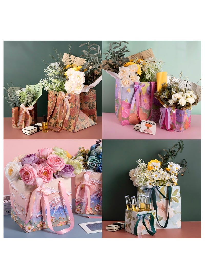 DOUGEI 4 Pcs Big Gift Bag, 30x30x30cm Square Bag, Flowers Bag, Square Large Wedding Gift Bag, Huge Birthday Bag Paper Bags, with Handles for Party Holiday Bridal Engagement Present, Gift Wrap Bags - Image 2