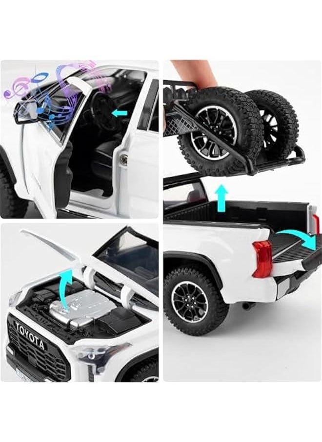 Generic - 1:24 Tundra Off-Road Pickup Car Model, Pull Back Diecast Truck Toy with Sounds＆Lights for Kids Boys Girls and Adults, Gift White. - Image 1