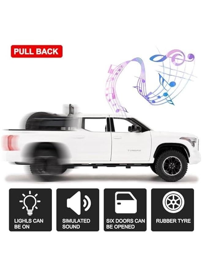 Generic - 1:24 Tundra Off-Road Pickup Car Model, Pull Back Diecast Truck Toy with Sounds＆Lights for Kids Boys Girls and Adults, Gift White. - Image 1