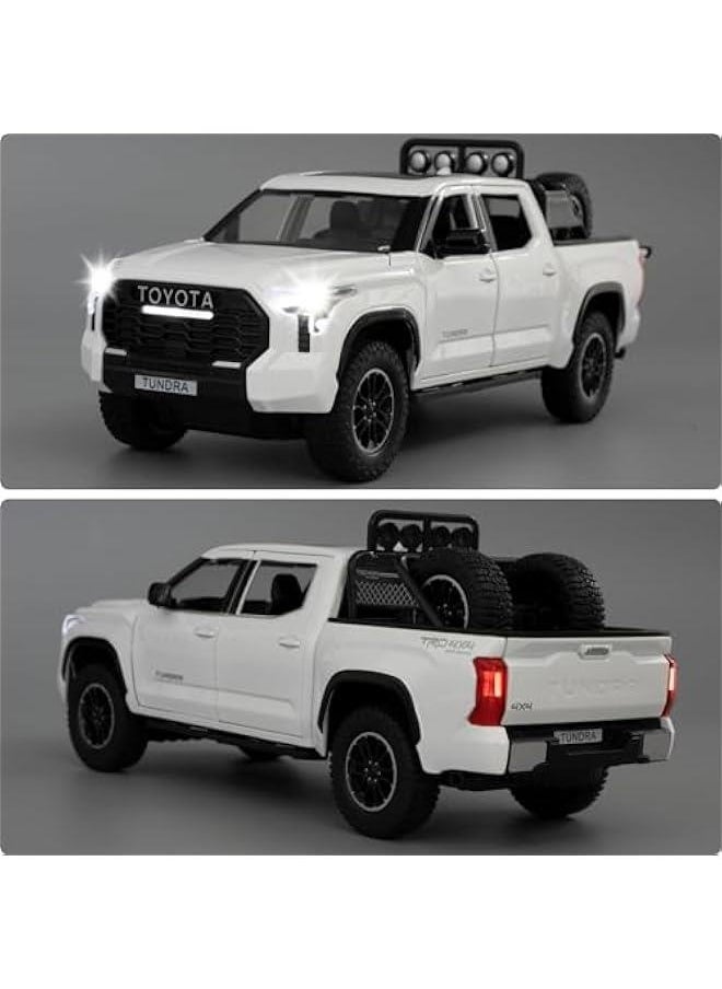 Generic - 1:24 Tundra Off-Road Pickup Car Model, Pull Back Diecast Truck Toy with Sounds＆Lights for Kids Boys Girls and Adults, Gift White. - Image 1