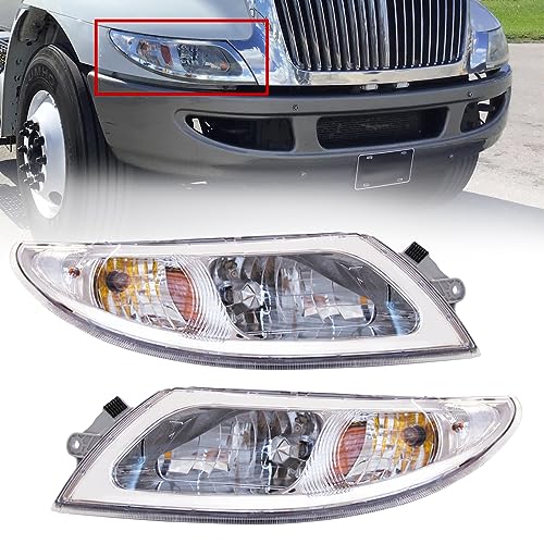 LEAVAN Headlights Assembly Fit for International Durastar 4200 4300 4400 4900 Truck,2002-2018 International 4300 Headlight Headlamp PairPair Driver (Left Side) and Passenger (Right Side) - Image 1