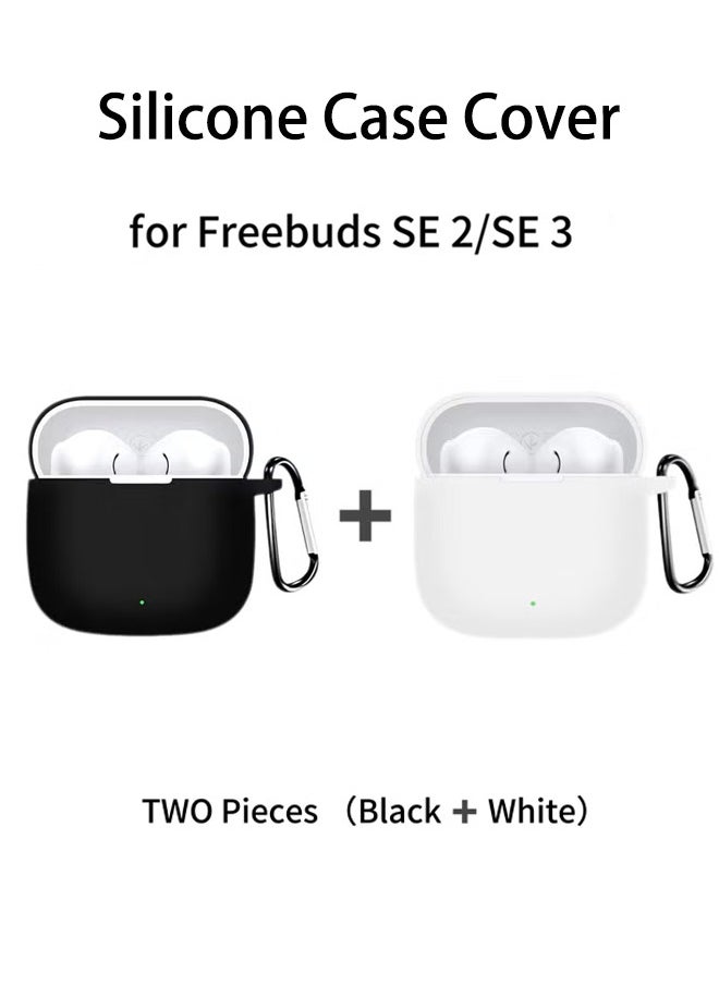 Volynix 2 Pieces (Black + White) Protective Silicone Case Cover for HUAWEI Freebuds SE 2/SE 3 In-Ear Earphones  - Image 1