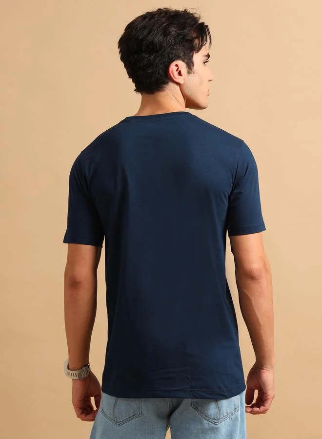 Bushirt Solid Round Neck Short Sleeve T-Shirt by Styli